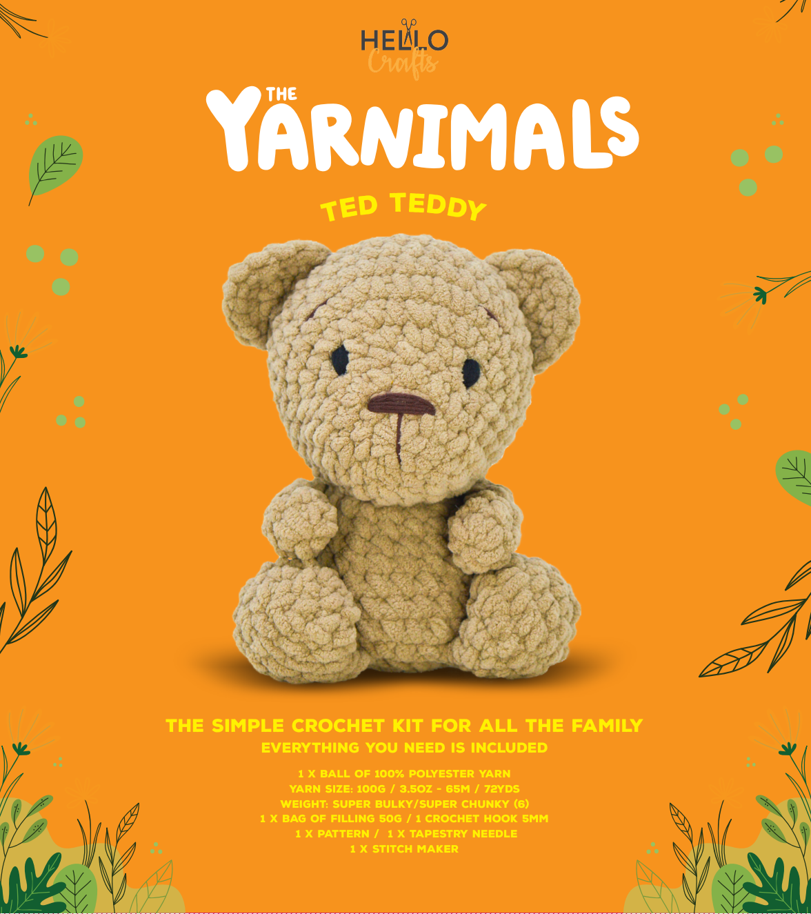 Yarnimals II Crochet Kit - Bruno The Bear